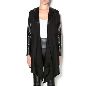 Blank NYC hooded black vegan leather sweater XS